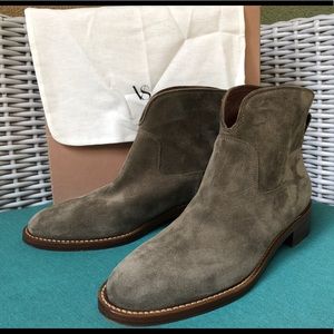 Via Spiga Baxter Suede Olive Green Ankle Boots